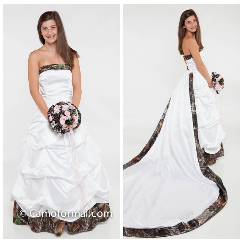 Strapless Draped Camo A-Line Wedding Dress Camouflage Plus Size Custom Bridal Gowns Country With Detachable Train Satin 2018 White, Same as image
Strapless Draped Camo A-Line Wedding Dress Camouflage Plus Size Custom Bridal Gowns Country With Detachable Train Satin 2018 White, Same as image