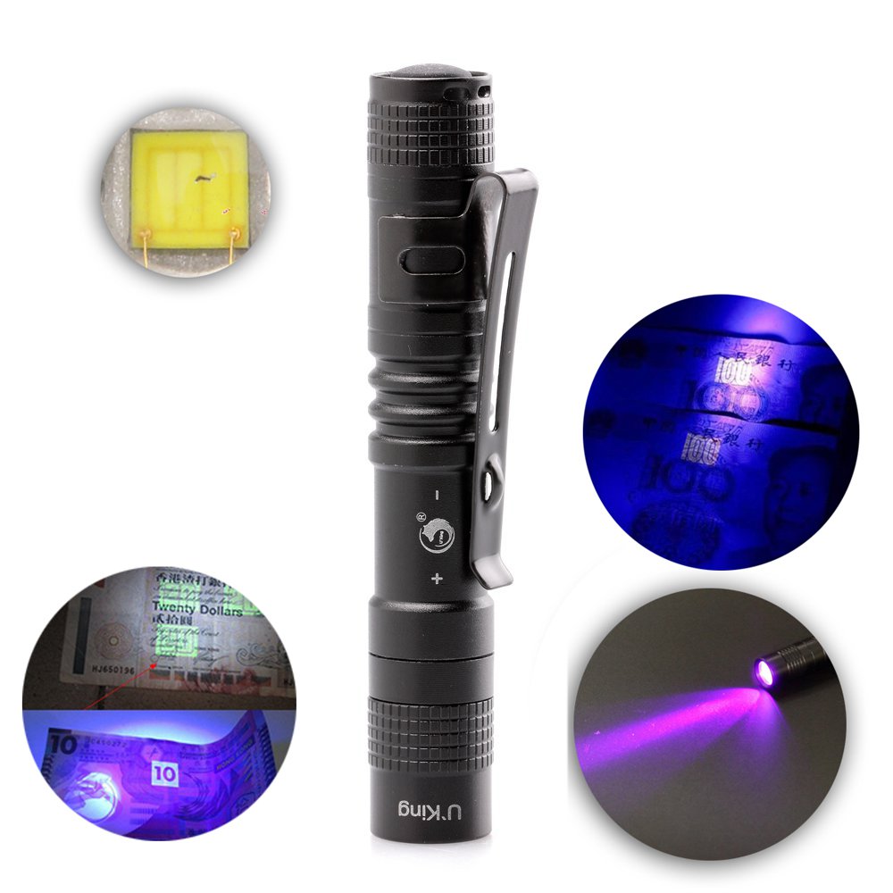 U`King 395nm UV Light Mini LED Flashlight Flash Lamp Light Purple Violet Zoom Focus Lighting Torch Lamp Lanterna For Marker Checker Cash
U`King 395nm UV Light Mini LED Flashlight Flash Lamp Light Purple Violet Zoom Focus Lighting Torch Lamp Lanterna For Marker Checker Cash