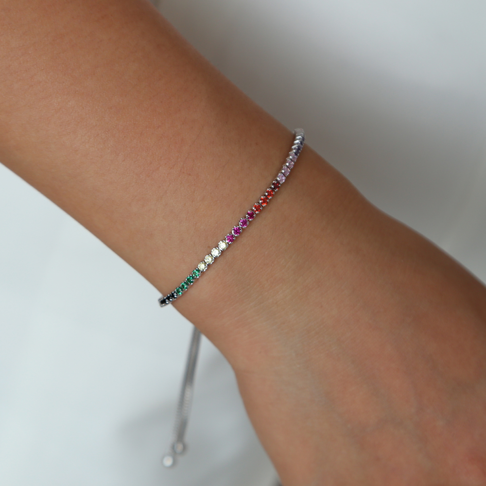 rainbow cz tennis bracelet for women new design fashion trendy jewelry bright colorful multi color stone fashion fashion jewelry