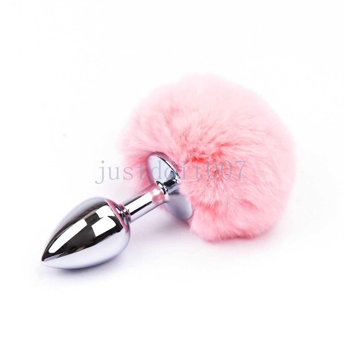 Bondage Fluffy Real Fur Bunny Rabbit Tail Plug Cosplay Animal PET Metal steel Cat Cute #R56