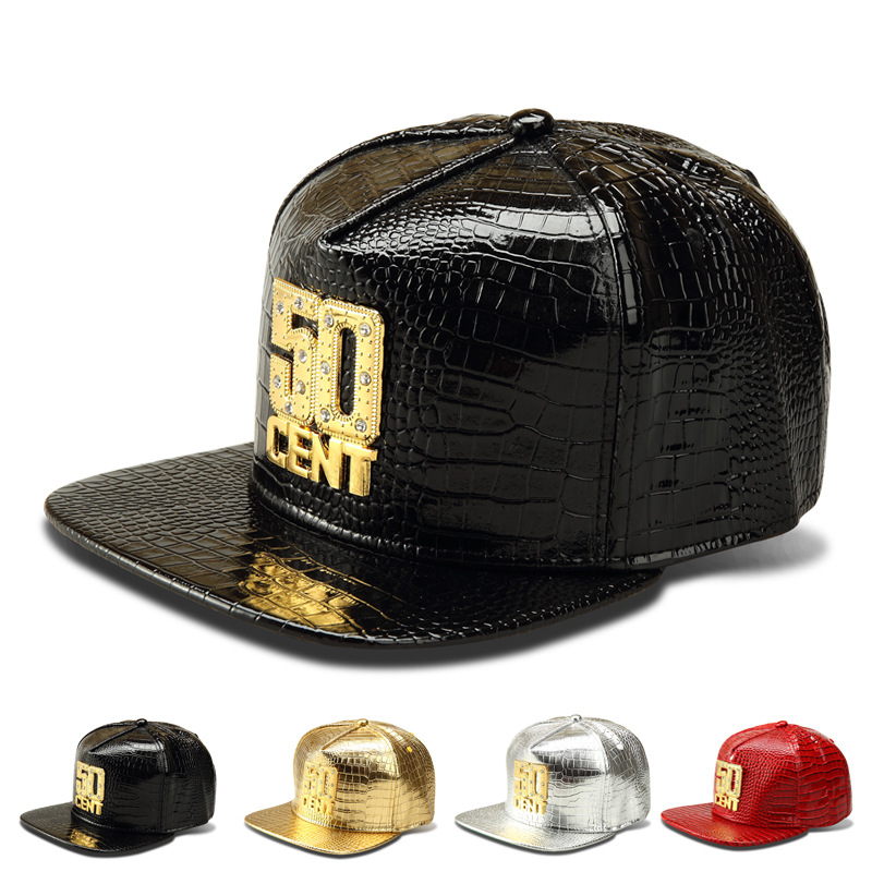 New Crocodile Grain Leather Fifty Cents Logo Adjustable Snapback Baseball Caps Gold Snap Back Hat Men Women Sports Street DJ Rap Hiphop Hats, Blue;gray
New Crocodile Grain Leather Fifty Cents Logo Adjustable Snapback Baseball Caps Gold Snap Back Hat Men Women Sports Street DJ Rap Hiphop Hats, Blue;gray