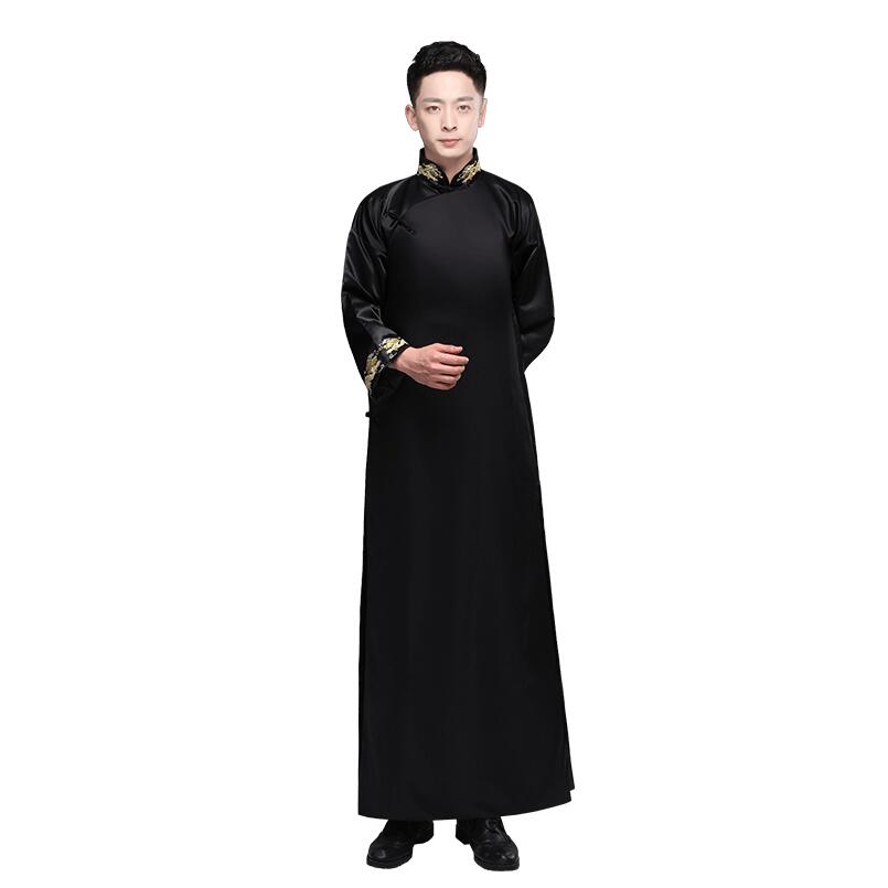New traditional Chinese costume Men Cheongsam embroidered gown male Hanfu Tang suit outfit Republic of China Gown Dress ethnic clothing