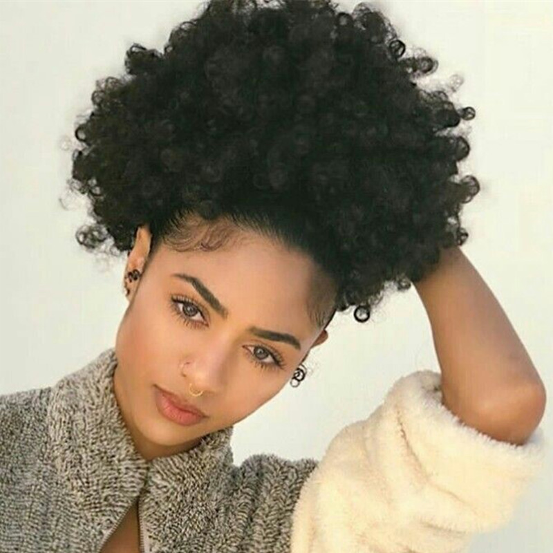 Afro Kinky Curly human hair ponytail extensions Kinky Curly drawstring human hair ponytail hairpieces natural curly clip in ponytail 12inch
