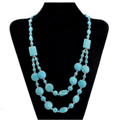 Classic retro Turquoise double necklace, European style, retro necklace beads., Silver
Classic retro Turquoise double necklace, European style, retro necklace beads., Silver