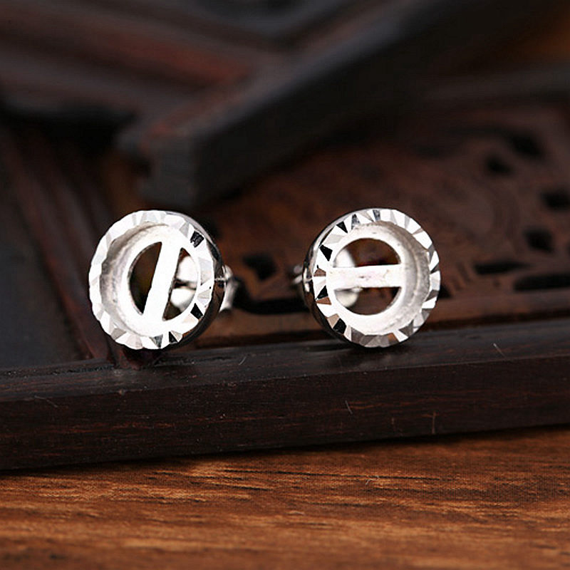 925 Sterling Silver Women Stud Earrings 4x4mm 7x7mm Round Cabochon Semi Mount Earrings Setting Wholesale