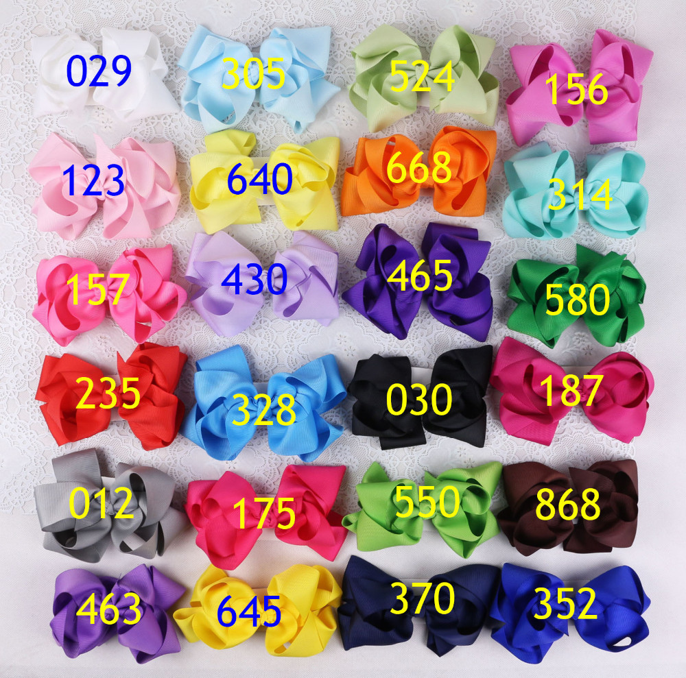 50pcs Gril 4.5 inch grosgrain ribbon hair bows clips Headwear Layered Bowknot boutique hair elastic ties funky hair accessories HD3207