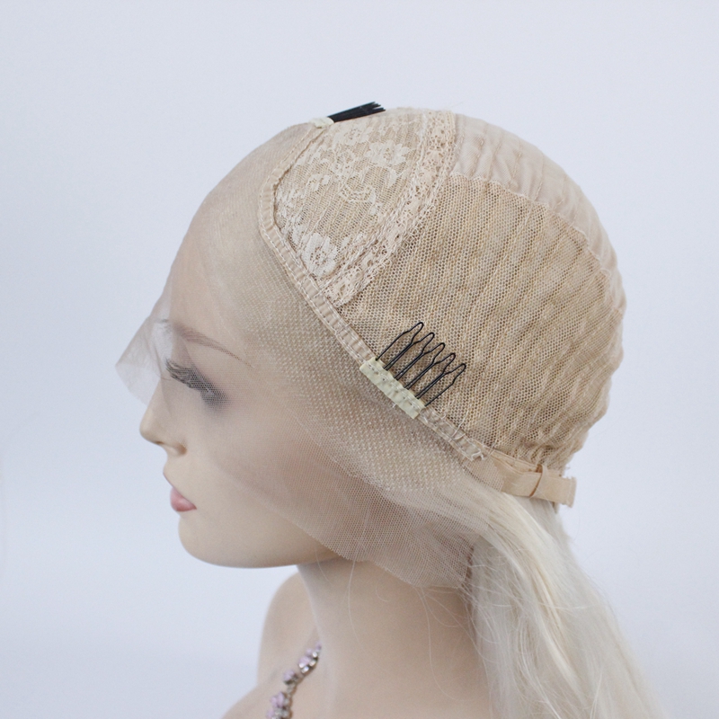 Free shipping Straight Short Blonde Bob wig Middle part Synthetic lace front Wig cosplay heat resistant for Women