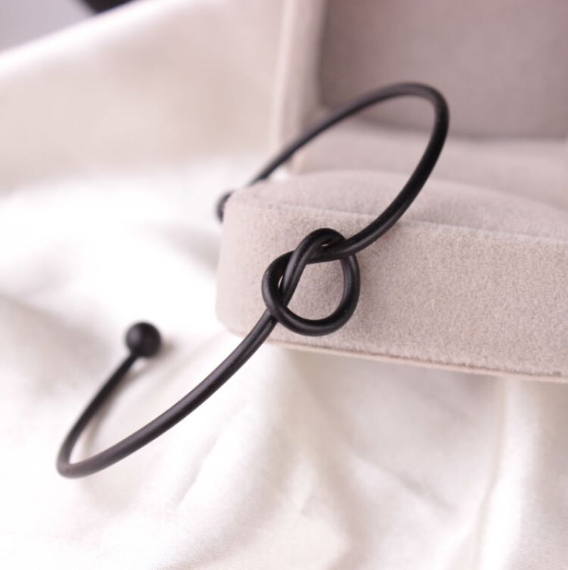 Metal Zinc Alloy Rose Gold Color Tie Knot Bracelet Bangles Fashion Simple Cuff Open Bracelets 4 Colors Adjustable Size For Women