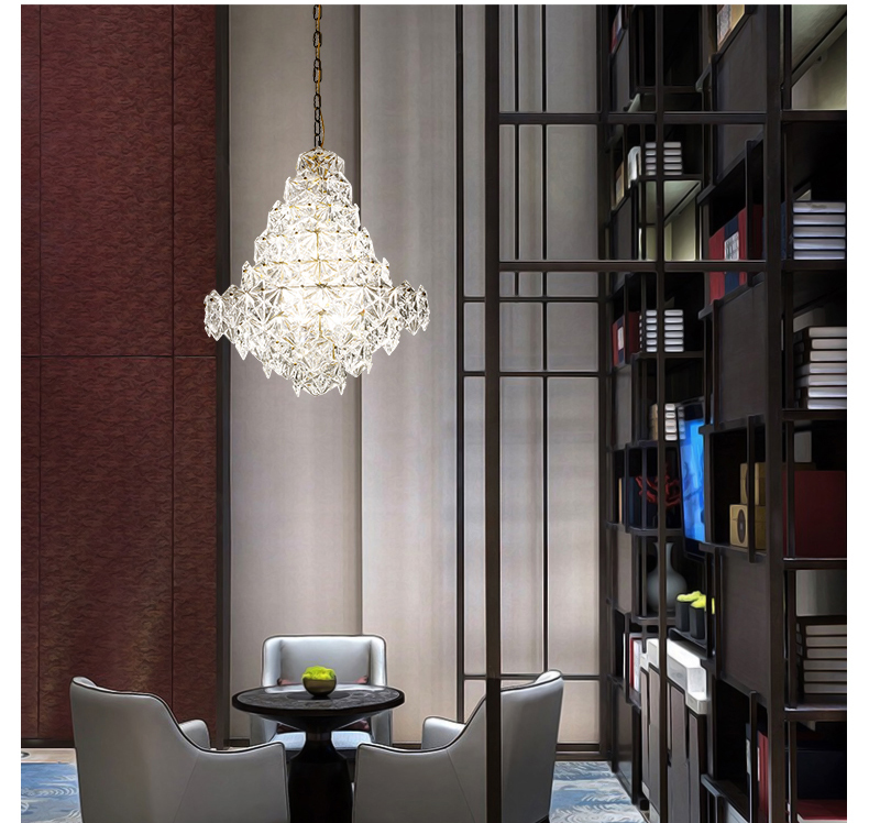Modern Crystal Glass Chandeliers LED American Pendant Lights Fixture LED Dimmable Lamps Restaurant Dining Room Living Room Hanging Lamp