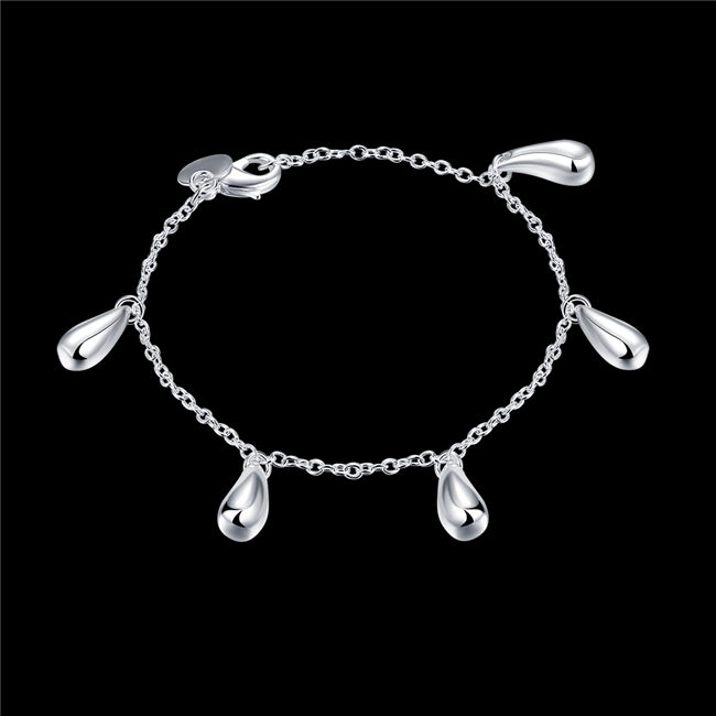 Five water drop hand chain sterling silver plated bracelet ;Hot sale men and women 925 silver bracelet SPB218