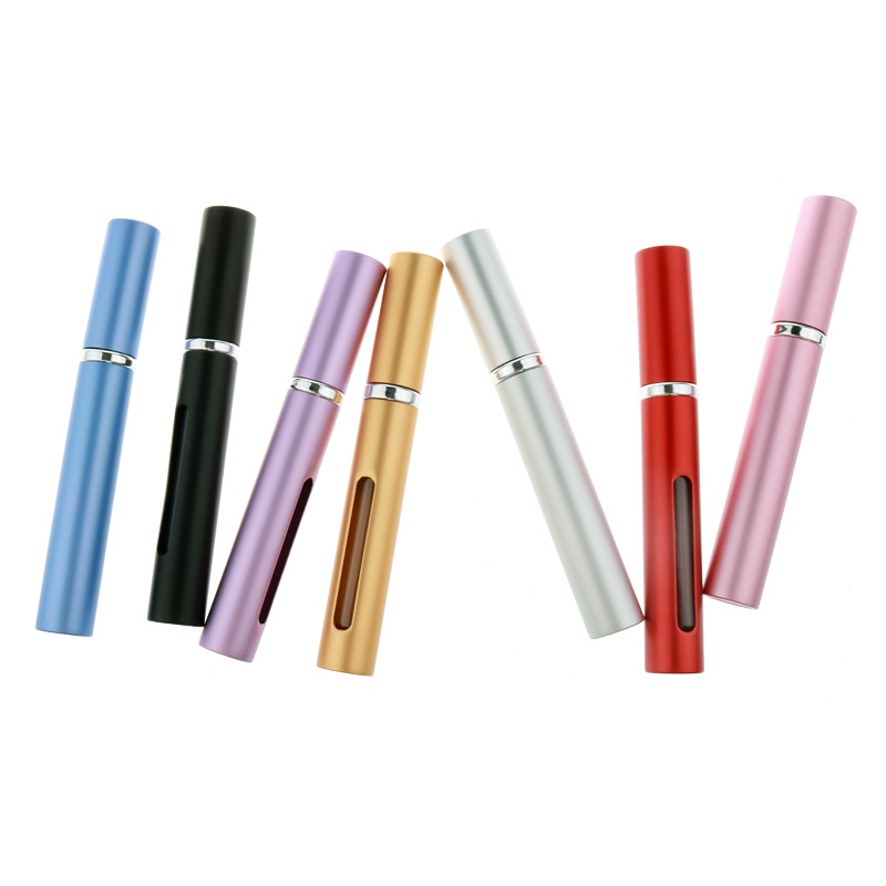Wholesale 5ml Portable Mini Spray Perfume Bottle Aluminum Electrified Glass Perfume Container Pressed Mini Travel Atomizer Refillable Bottle