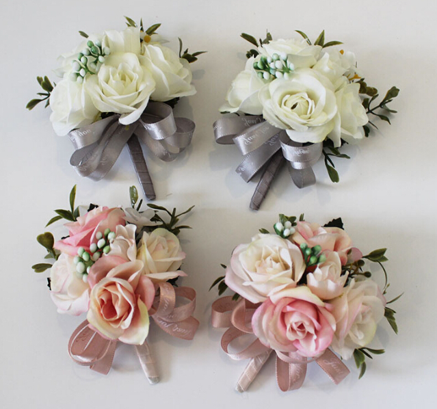 Boutonniere Hand Flowers Wedding Prom Corsage Artificial Flower brooch Flower Lapel Boutonniere Wrist Wedding Accessories