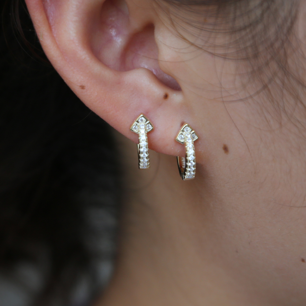 cz vermeil gold mini hoop earring 10mm small hoops minimal dainty delicate 925 sterling silver women earring