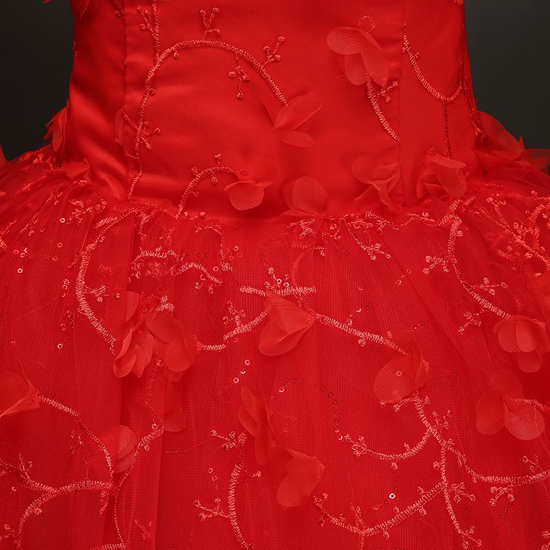 Customized Cheap Red Flowers Wedding Dress 2018 Fashion Sweetheart Half Sleeve Bride Gown Dresses Fashion robe de mariage