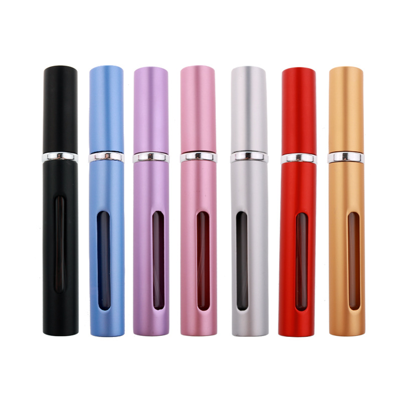 Wholesale 5ml Portable Mini Spray Perfume Bottle Aluminum Electrified Glass Perfume Container Pressed Mini Travel Atomizer Refillable Bottle
