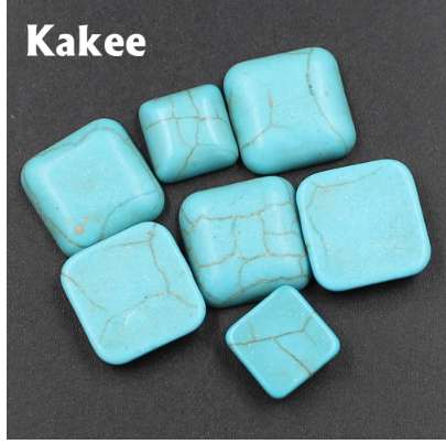 Kakee Square Charms Flat back Natural Gem Stone Rings Cabochon Turquoises Beads for Jewelry Making DIY Handmade Accessories