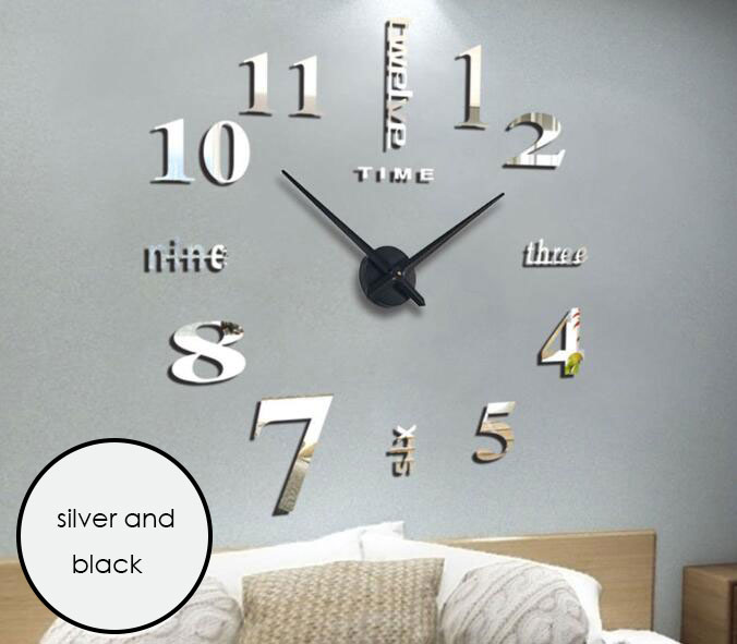 Acrylic DIY Wall Clock Self Adhesive Interior Wall Creative Decoration Clock Decal Modern Wall Digit Room