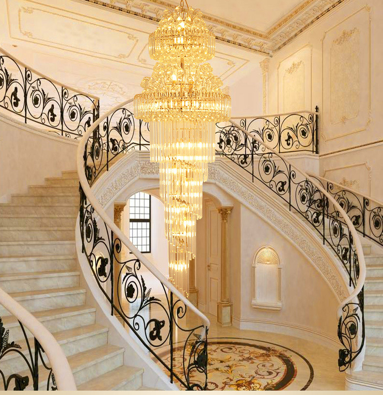 LED Modern Crystal Chandeliers Lights Fixture American Golden Long K9 Crystal Chandelier Hotel Lobby Hall Stair Way Home Inoodr Lighting