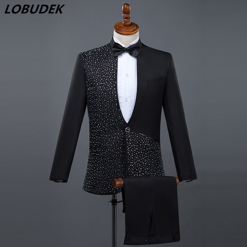 (Jacket+Pants) Formal male suits black white Shining Diamond suit 2 piece sets host singer dancer Master for Wedding Performance costumes, Black b
(Jacket+Pants) Formal male suits black white Shining Diamond suit 2 piece sets host singer dancer Master for Wedding Performance costumes, Black b