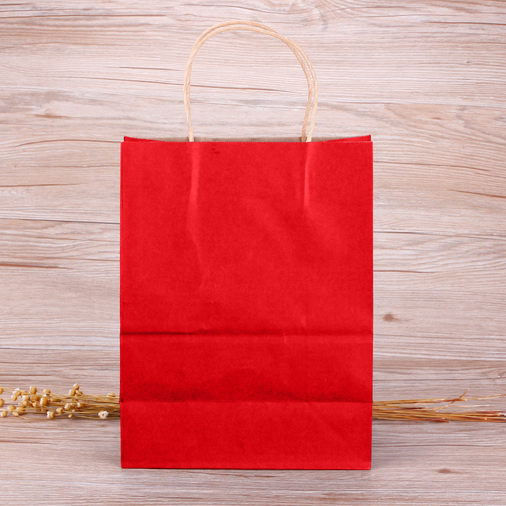 High Quality Kraft Paper packing Bag With Handles Festival Gift Bag For Wedding candy colors Paper Bags for shopping 10 colors