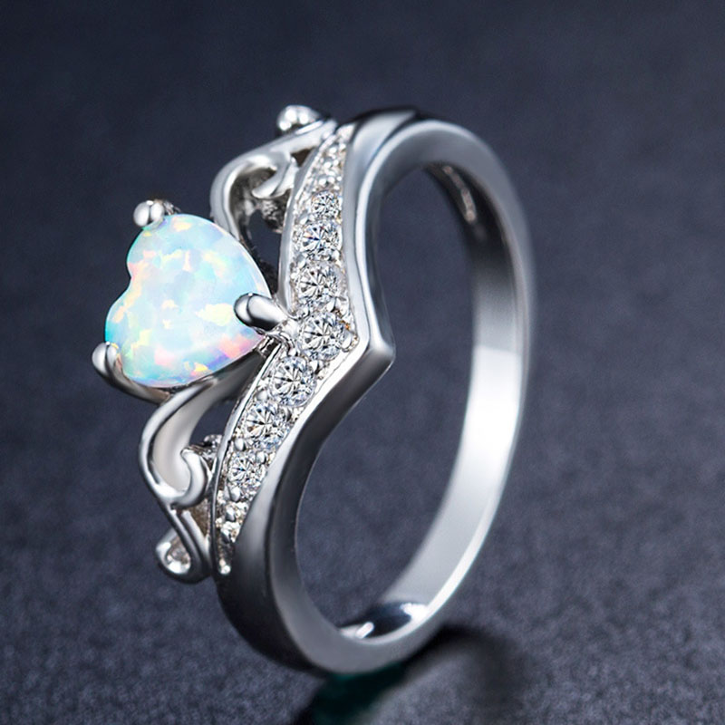 Fashion White Fire Opal Natural Stone heart Crystal Rings Women Ladies Ring Gifts Jewelry Wedding Party Anniversary ring drop ship, Silver
Fashion White Fire Opal Natural Stone heart Crystal Rings Women Ladies Ring Gifts Jewelry Wedding Party Anniversary ring drop ship, Silver