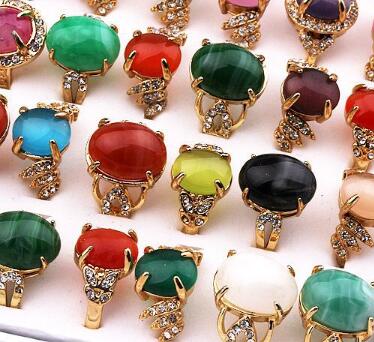 new Fashion Jewelry Mixed style Mixed order Exaggeration Opal Turquoise gemstone crystal Ring for Women