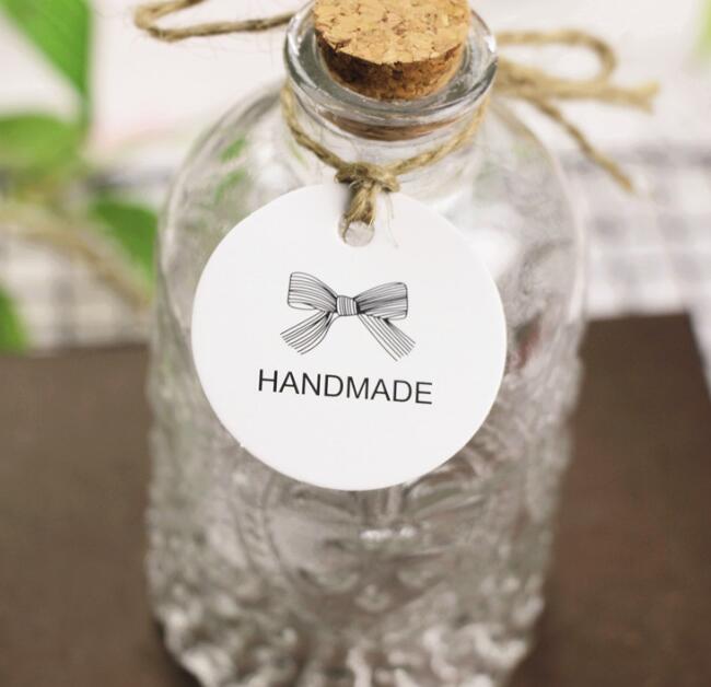 Craft Gift Label Tag Handmade Thank You Tag Round Wedding Favors Paper Card Cookies Decorative Tag