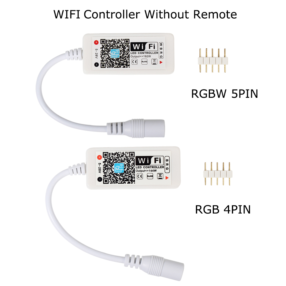 WiFi Mini RGB RGBW LED Controller DC12V With 24Key Remote Control For RGB LED Strip Smart Phone APP Control