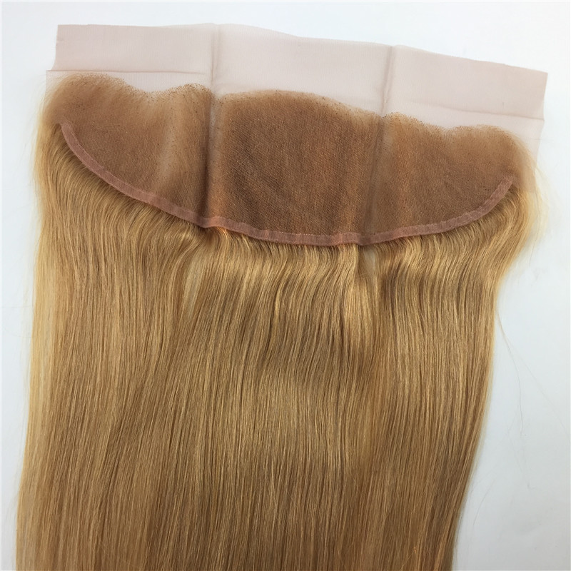 13x4 Ear To Ear Lace Frontal Closure Ombre Blonde 1B #27 Dark Root Human Virgin Hair Straight Lace Frontal Bleached Knots Free Part