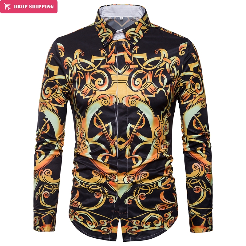 Luxury Design Gold Floral Print Men's Dress Shirts 2018 Brand New Slim Fit Long Sleeve Shirt Men Casual Stylish Chemise Homme, Green
Luxury Design Gold Floral Print Men's Dress Shirts 2018 Brand New Slim Fit Long Sleeve Shirt Men Casual Stylish Chemise Homme, Green
