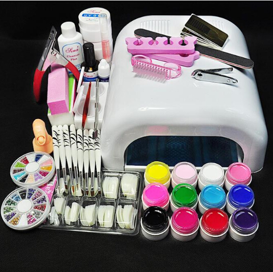 Nail Art Kits Wholesale Lamp & 12 Color UV Gel Pro 36W Tools Sets