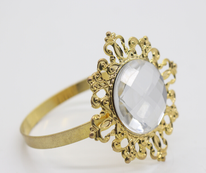 Gold Clear Napkin Ring Luxurious Napkin Rings for Weddings Party Hotel Banquet Dinner Decor Table Decoration