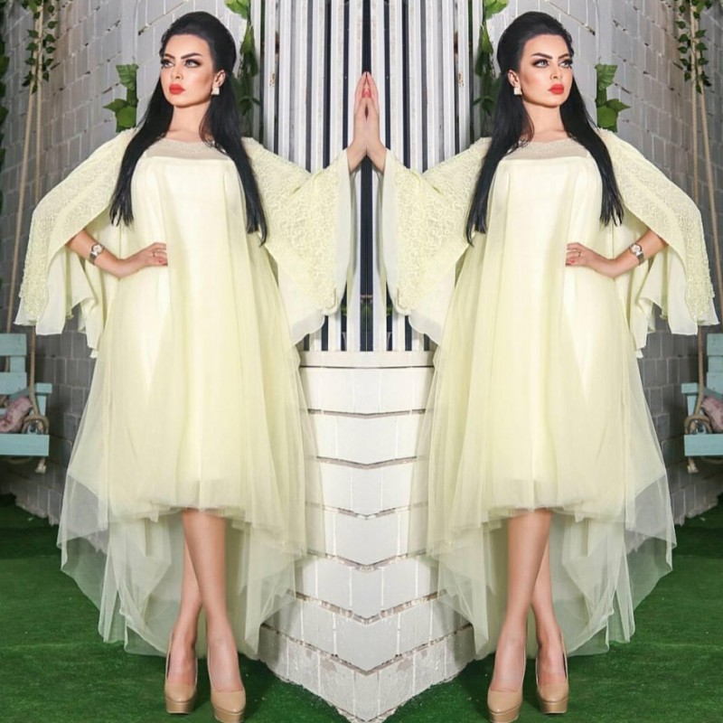 Saudi Arabic Light Yellow Prom Dresses Lace Loose Sleeves High Low Evening Gowns Dubai Tulle Layered Formal Party Dress Vestidos, Dark navy
Saudi Arabic Light Yellow Prom Dresses Lace Loose Sleeves High Low Evening Gowns Dubai Tulle Layered Formal Party Dress Vestidos, Dark navy