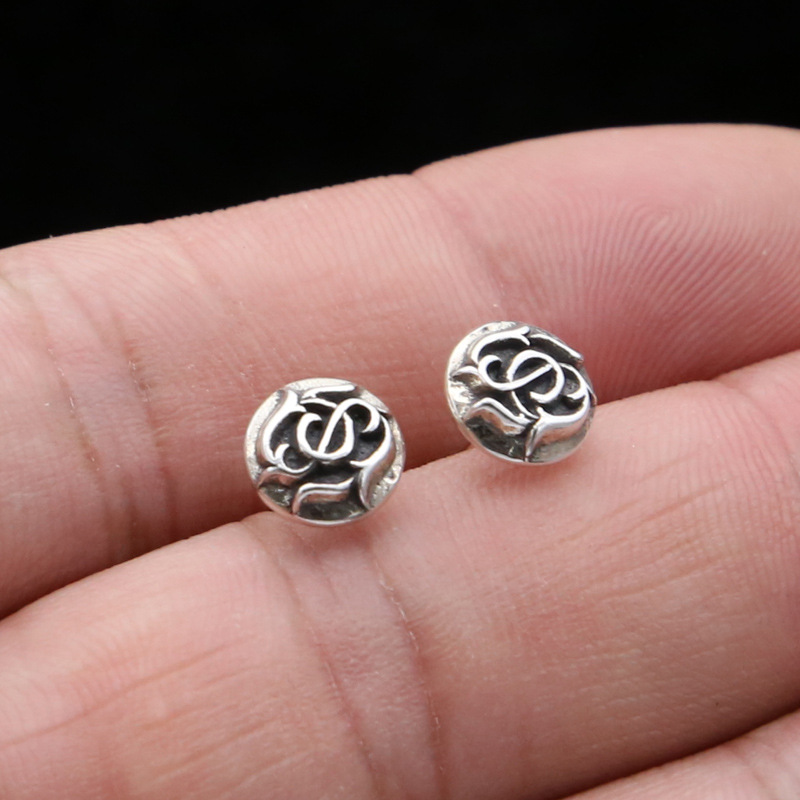 Brand new 925 sterling silver vintage American European antique silver hand-made designer stud earrings for women & men wholesale