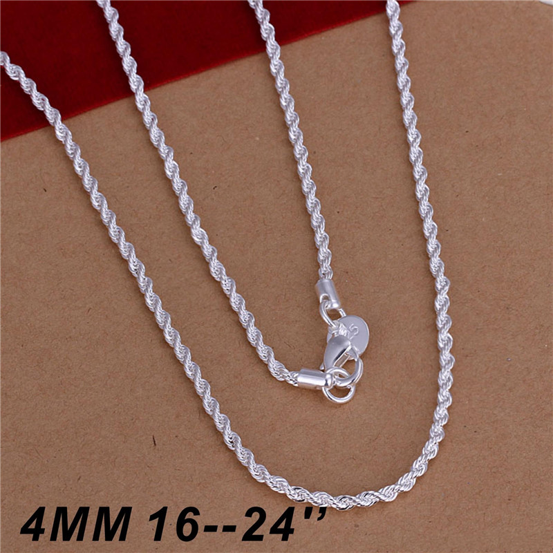 Hot Selling 925 sterling silver Necklaces Jewelry Twist ROPE CHAIN Necklace 4MM 16inch/18inch/20inch/22inch/24inch Free Shipping
Hot Selling 925 sterling silver Necklaces Jewelry Twist ROPE CHAIN Necklace 4MM 16inch/18inch/20inch/22inch/24inch Free Shipping