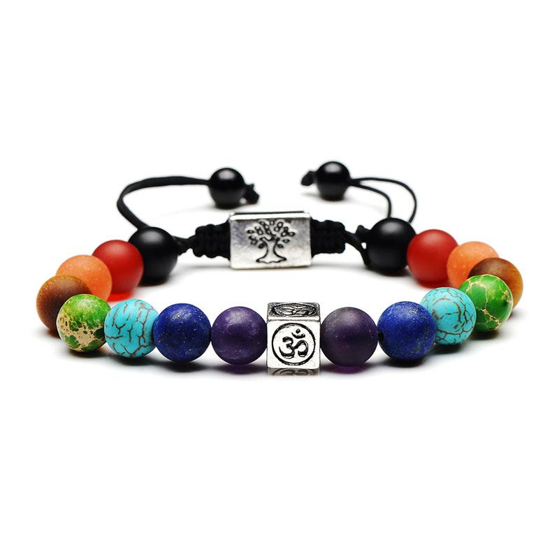 Tree of Life Natural Stone 7 Yoga Chakra Bracelet Bangle Cuffs Buddha Fashion Jewelry for Women Men Gift Drop Ship
