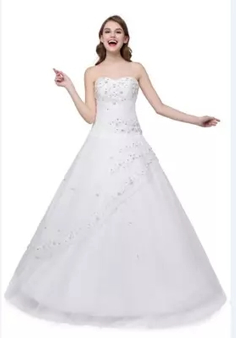 In Stock 2018 Fashion Appliques A-Line Wedding Dresses With Organza Floor-Length Wedding Party Bridal Gowns Vestido De Novia BW25