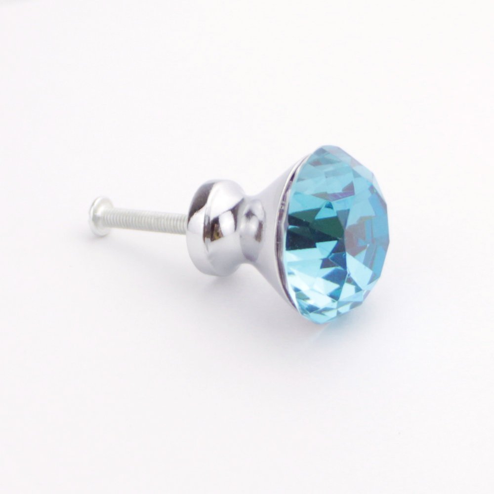 10pcs/Set Blue Diamond Shape Crystal Glass Cabinet Knob Cupboard Drawer Handle/Great for Cupboard, Kitchen and Bathroom Cabinets (30MM)9937465