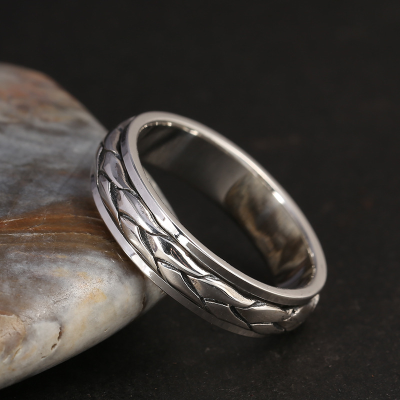Brand new 925 sterling silver vintage jewelry American & European style braid shape rotational designer mens band ring free shipping