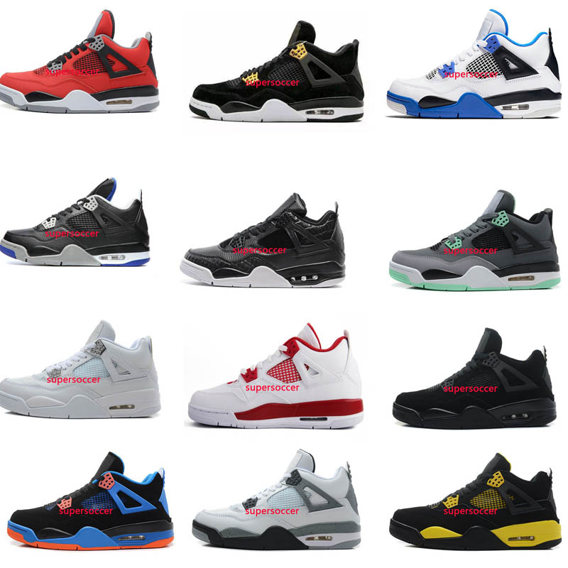 Jumpman 4 Black Cat Basketball Shoes Military Black Canvas White Oreo Violet Ore University Blue Red Thunder Midnight Navy Pine Green Sneakers for Men
