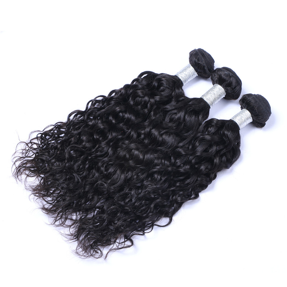 Brazilian Water Wave Curl 100% Unprocessed Virgin Remy Extensions Human Hair Weaves Dyeable 3 Bundles