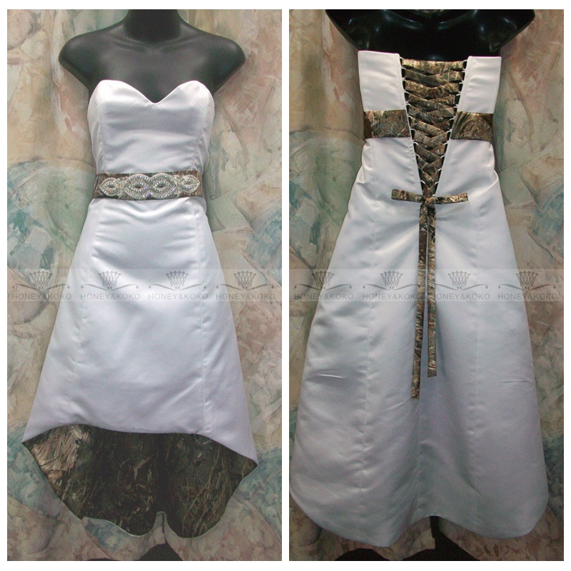 2018 Sweetheart A-Line High Low Camo Wedding Dresses Beaded Waist Short Camouflage Lace Up Back Plus Size Bridal Gowns Country Spring Custom, Gold
2018 Sweetheart A-Line High Low Camo Wedding Dresses Beaded Waist Short Camouflage Lace Up Back Plus Size Bridal Gowns Country Spring Custom, Gold