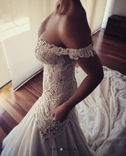 mermaid newest wedding dresses sexy off the shoulder beaded lace appliqued bridal gowns chapel train plus size vestidos