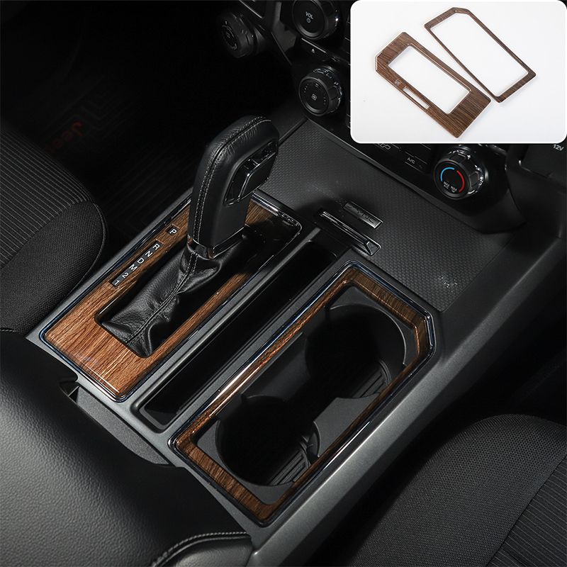 ABS Car Gear Panel Cup Holder Kit Decorative Trim For Ford F150 2016+ Auto Interior Accessories