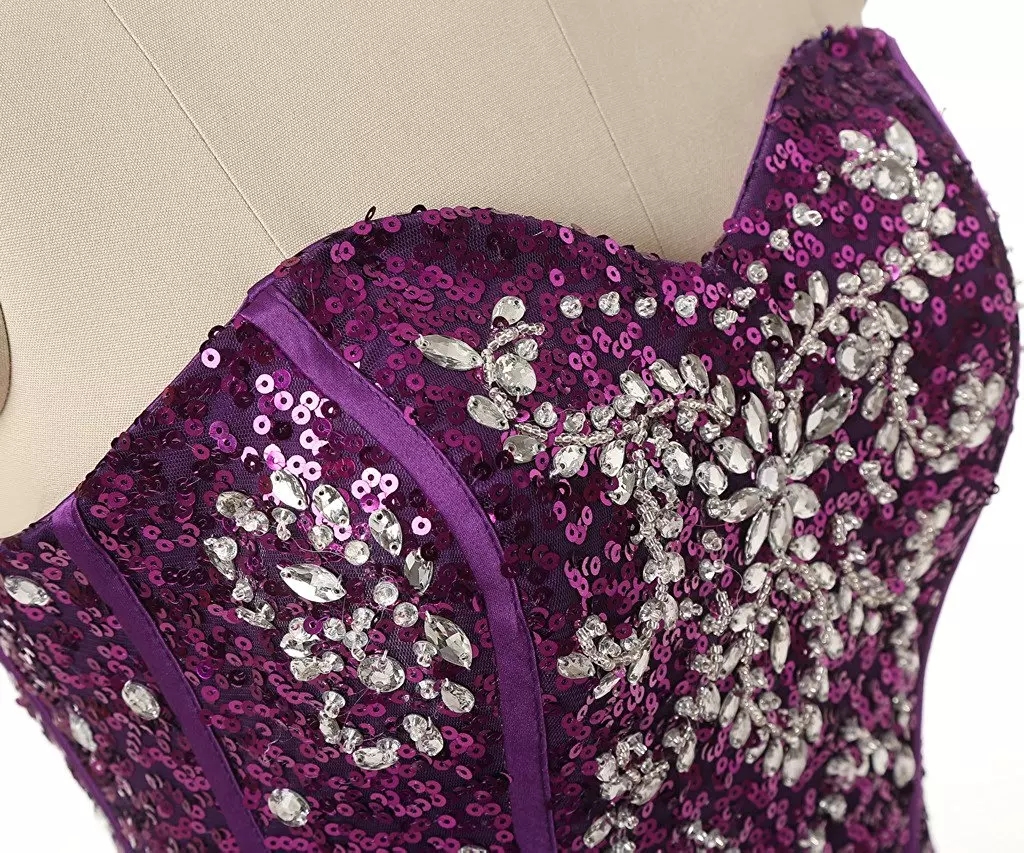 2018 New Sexy Cheap Stock Size 20w Purple Quinceanera Dresses With Appliques Beads Sweet 16 Prom Pageant Debutante Dress Party Gown QC1222