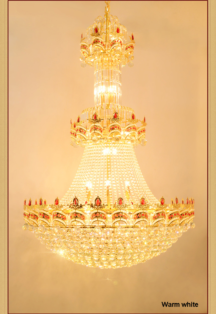 Modern Crystal Chandelier LED Light American Golden Crystal Chandeliers Lights Fixture Hotel Home Hanging Lamps European Large Droplight 3 White Color