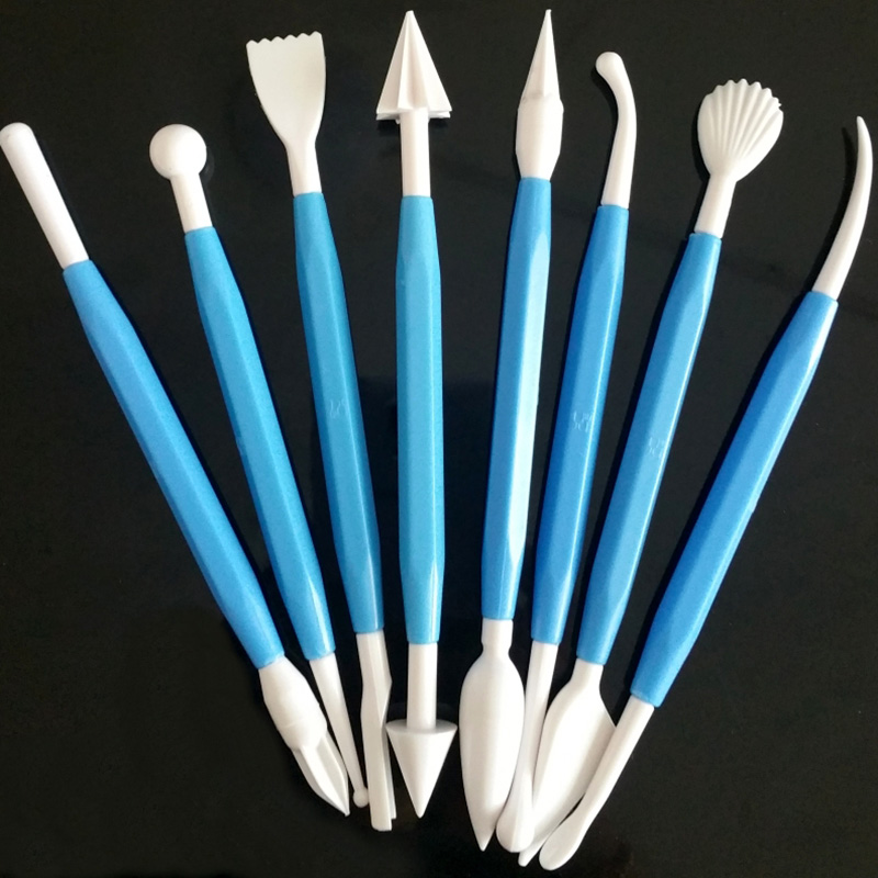 8Pcs/Set Flower Sugarcraft Modelling Tools Plastic Fondant Cake Decorating For Kitchen Accessories Random Color CT1072