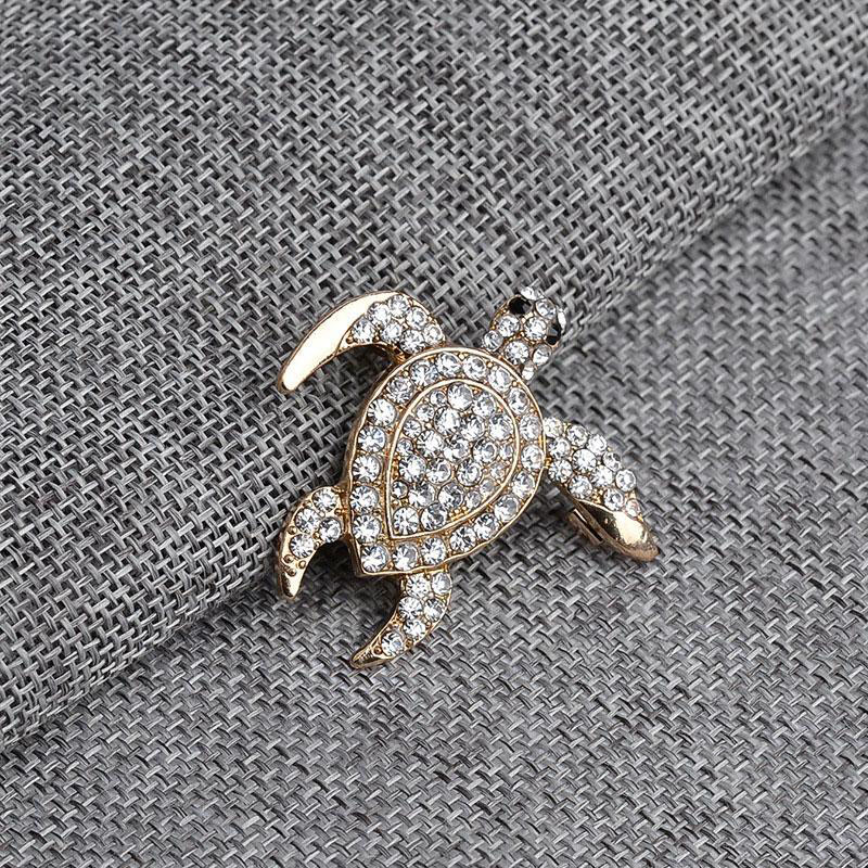 New Arrival Cute Little Sea Turtle Crystal Brooch Tortoise Pins Brooches Christmas Gift Jewelry free shipping