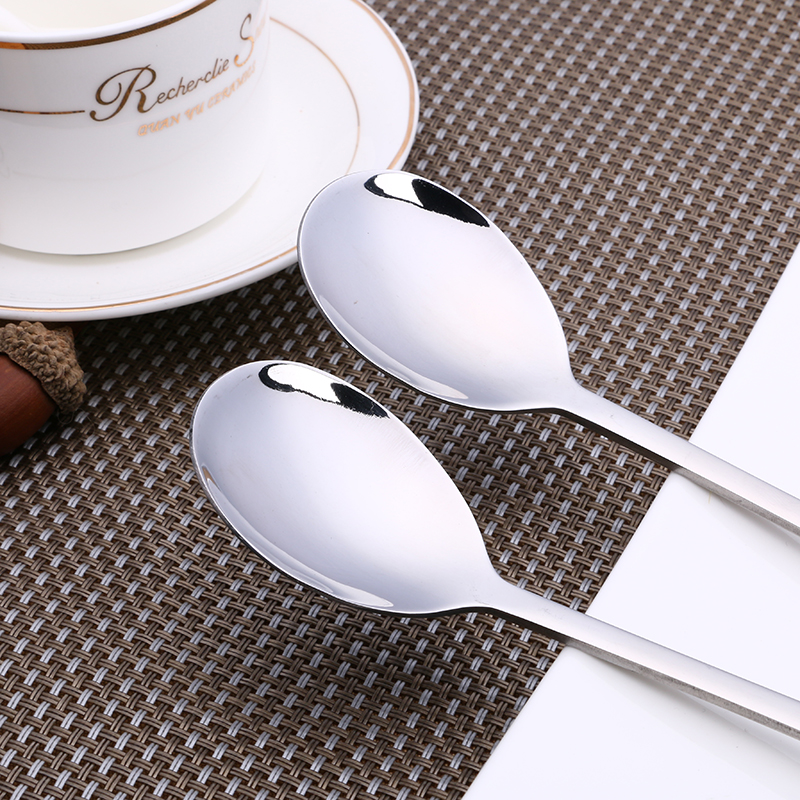 Eco-Friendly 6pcs Stainless Steel Dinner Spoons Long Handled spoon Coffee Milk Spoons Korean Round Soup Dessert Spoons6775882