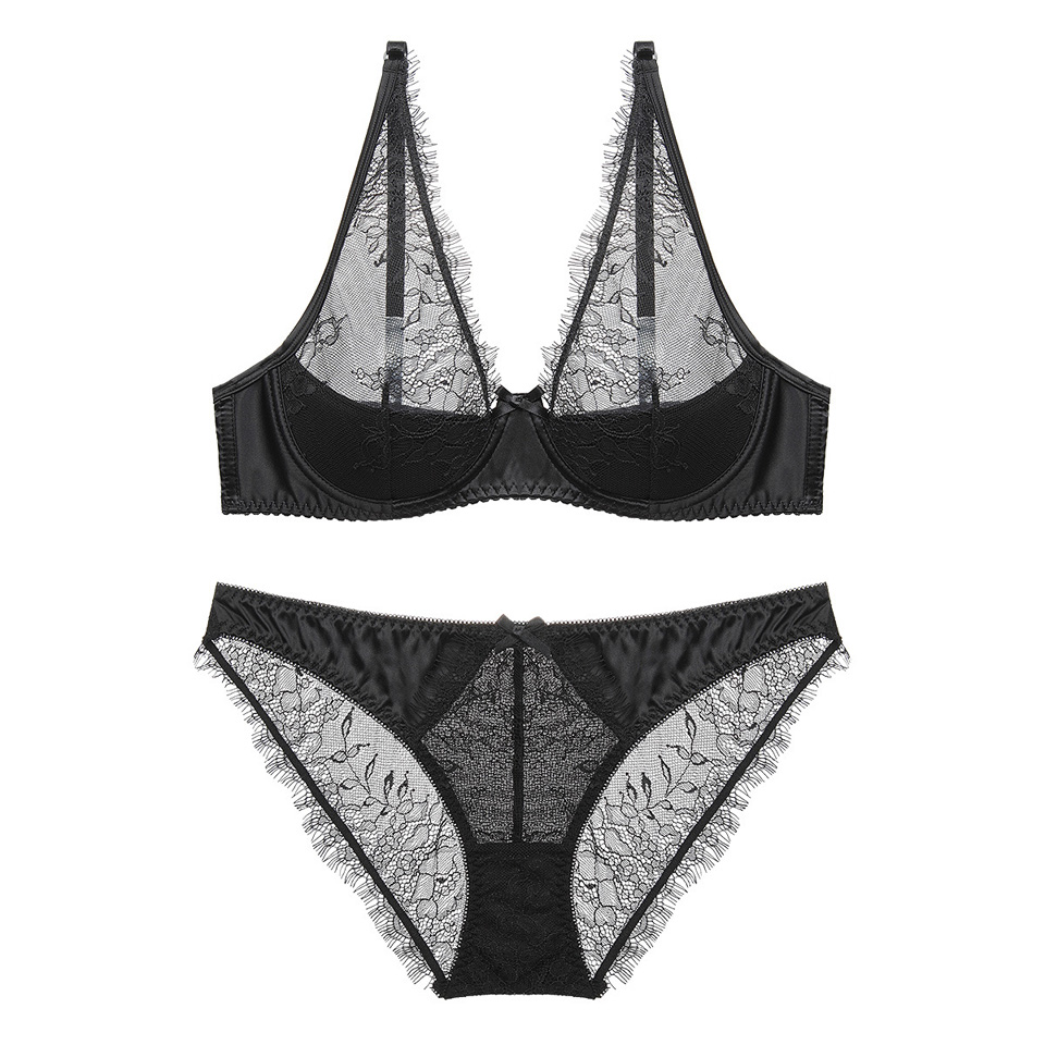 See through sexy eyelash lace ladies underwear and bra set Satin lingerie bra and panty set, Red;black
See through sexy eyelash lace ladies underwear and bra set Satin lingerie bra and panty set, Red;black